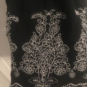 Loft Black Blouse with White Floral Detailing